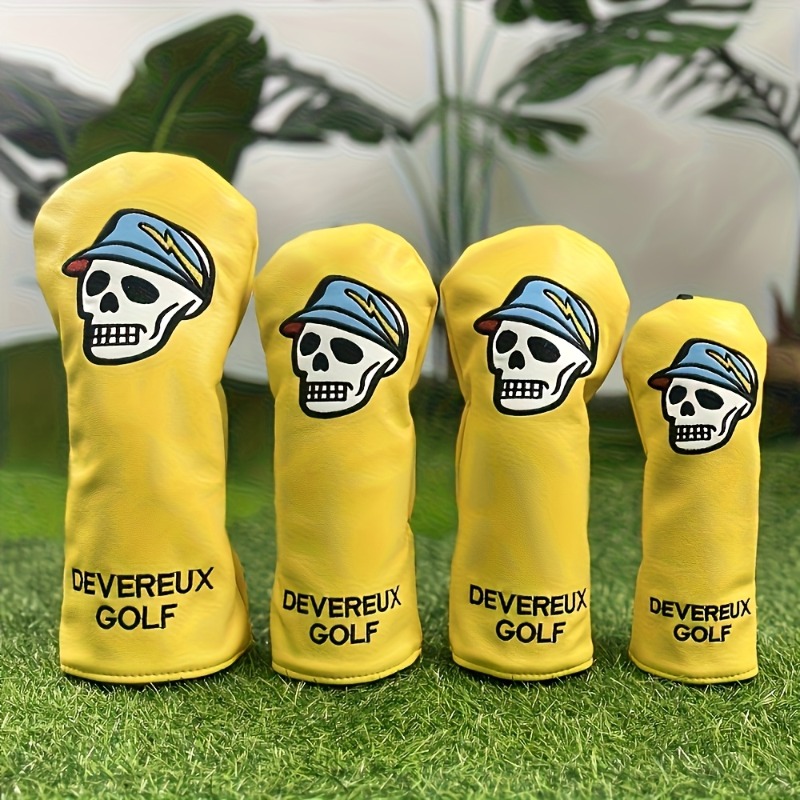 Badminton Club - Gelbe Golf-Schutzhülle, Totenkopf- und Hutmuster-Design, Verbesserter