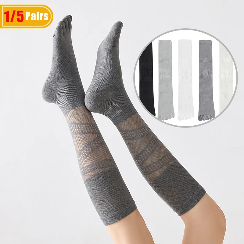 Badminton Netting - 1/5 Paar Damen-Kompressions-Fünf-Finger-Socken, lang, für Sport,