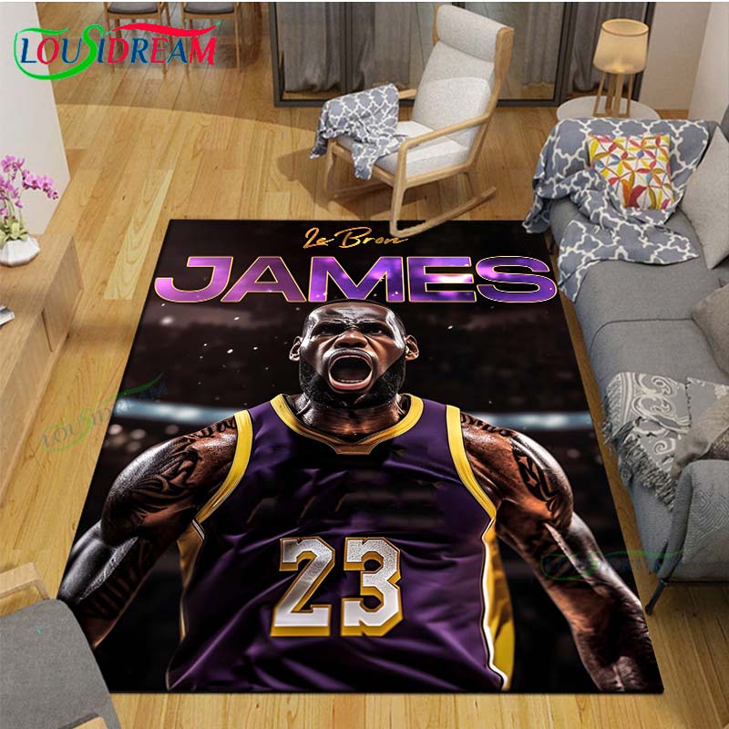 Badminton Zone - Basketballstar L-LeBron J-James K-Kobe bedruckter Teppich,