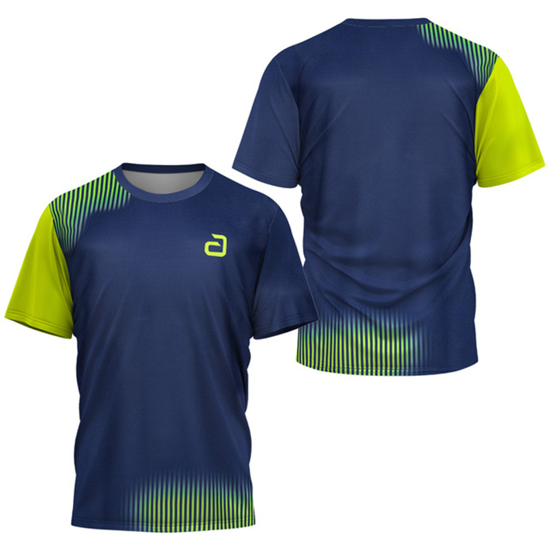 Badminton Center - Herren Tischtennis T-Shirt mit Unterstrom-Muster, Sommer-Tennis-Badminton-T-Shirt,