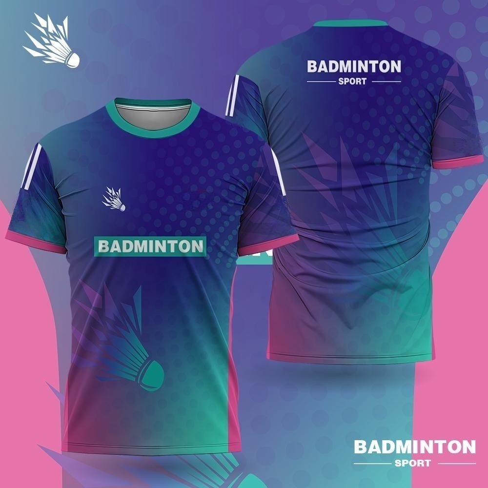 Badminton Lovers - Herren-Badminton-Kleidung, Farbverlauf, 3D-Druck, Badminton-T-Shirt, individueller Name