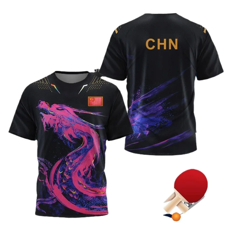 Badminton Center - CHINA Dragon Tischtennis Grafik-T-Shirt für Herren,