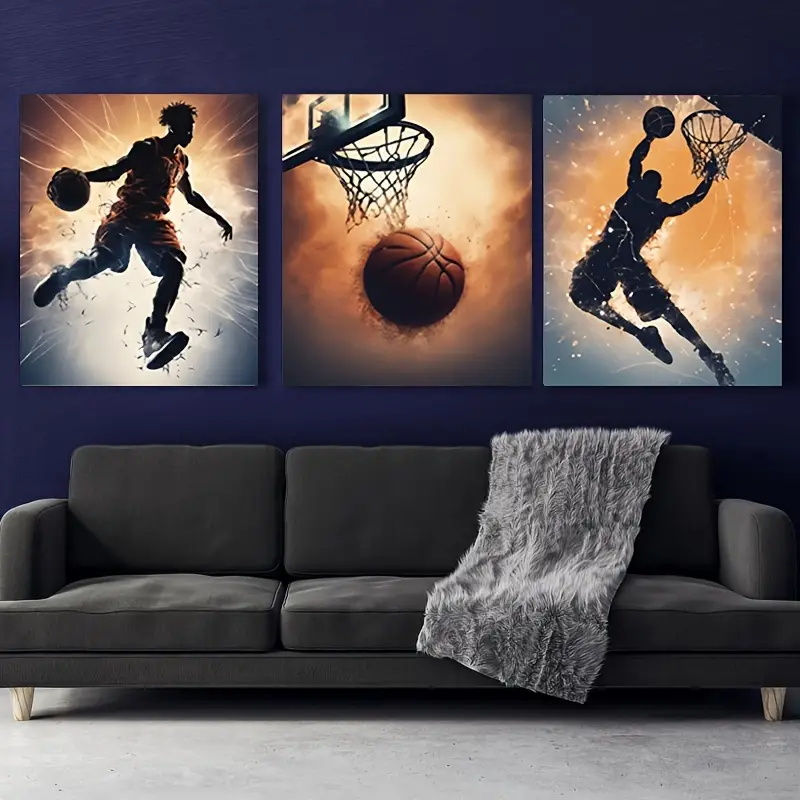 Badminton Zone - 3 Stück Basketball-Wandkunst, Pose, Leinwanddruck, Poster,
