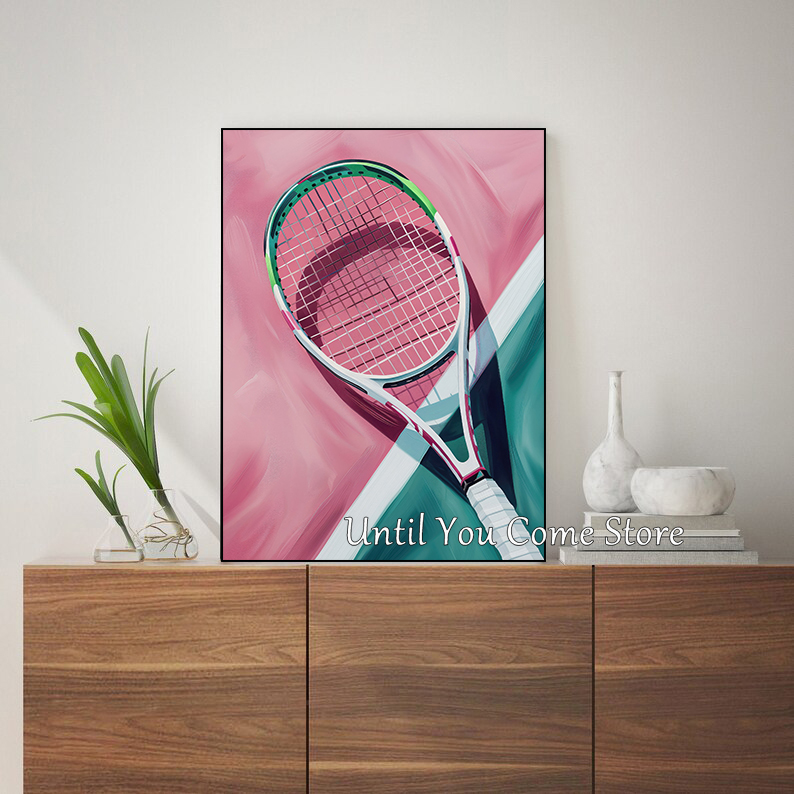 Retro-Tennisschläger, minimali – Badminton Poster Bewertung und Preis